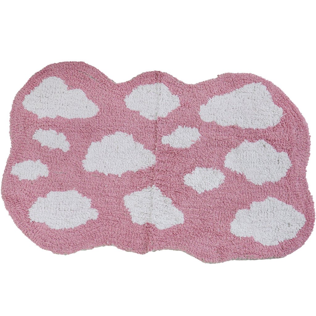 Tapete Quarto Infantil 60x100cm Rosa Nuvem
