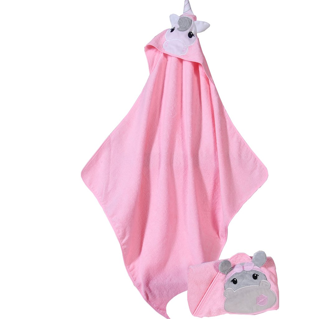 Toalha Felpuda com Capuz Bebê 3D Aplique Bordado 70x70