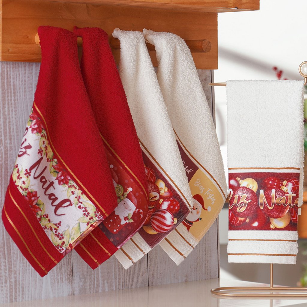Toalha Lavabo Natalina Jacquard 30x45cm  Creme