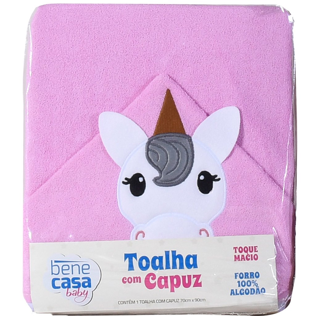 Toalha com Capuz Aplique e Forro em Fralda Toque Suave