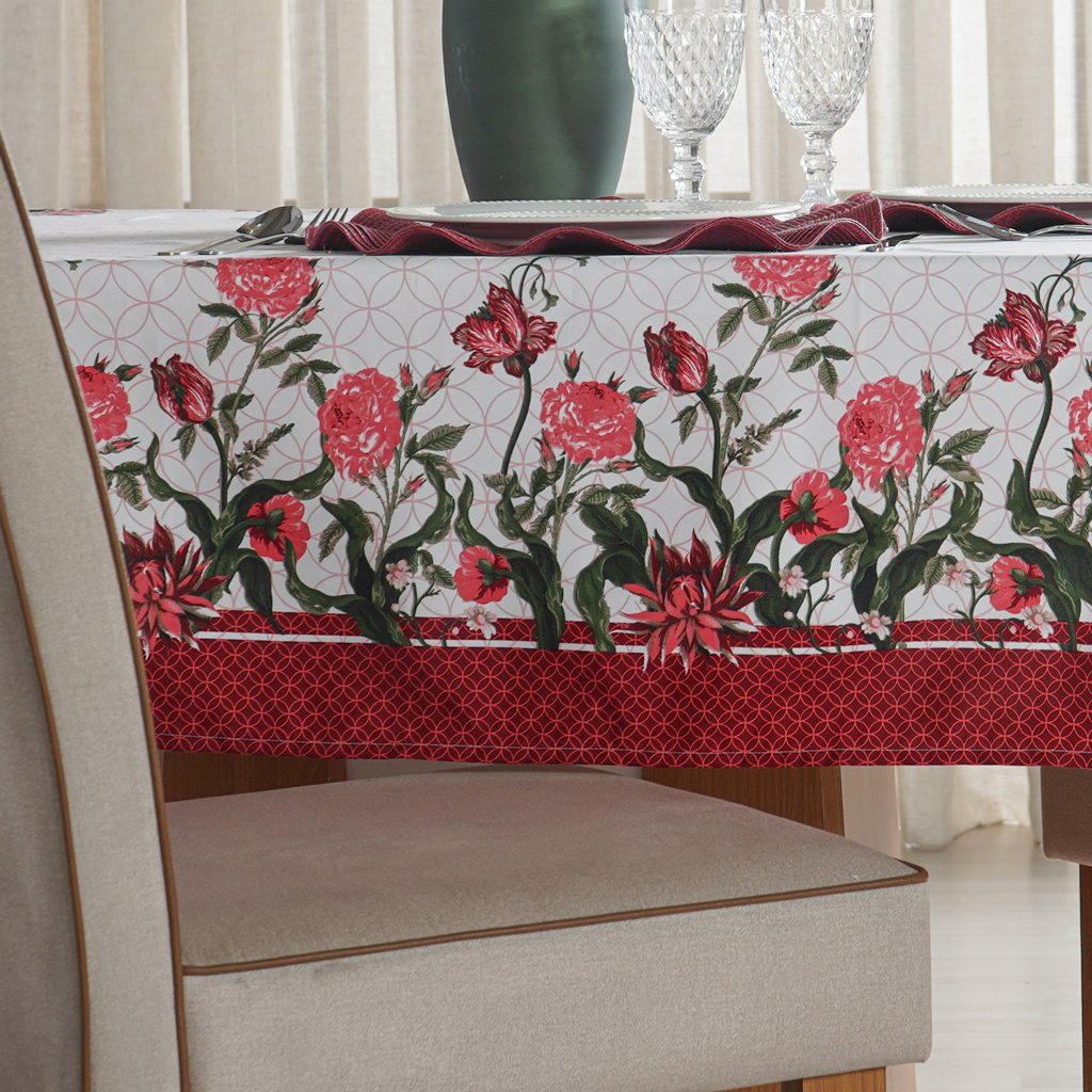 Toalha de Mesa Facile Repelente à Água 140x250cm Flowers