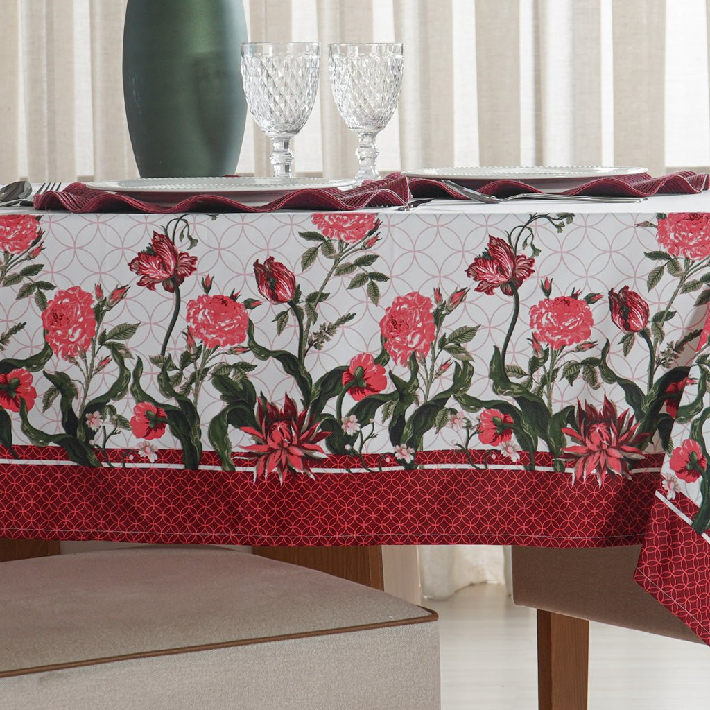 Toalha de Mesa Facile Repelente à Água 140x250cm Flowers