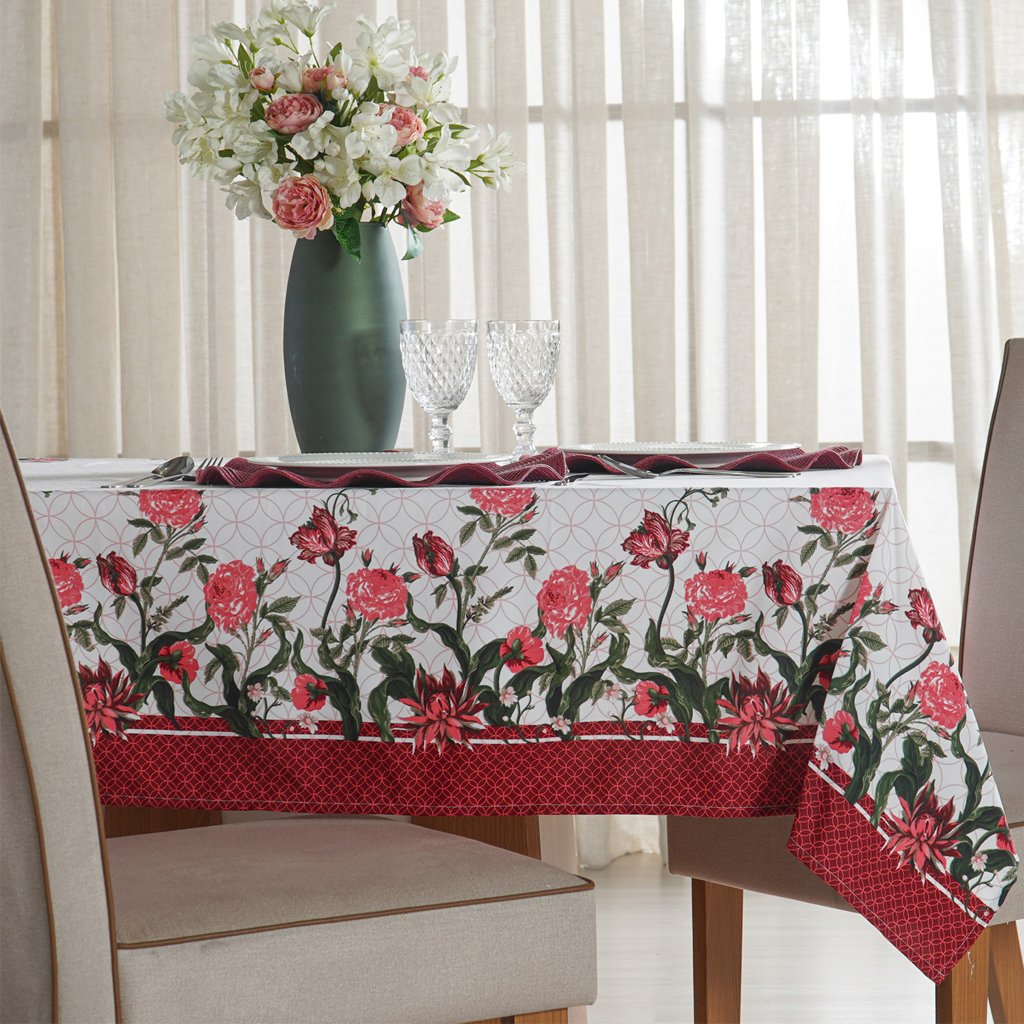 Toalha de Mesa Facile Repelente à Água 140x250cm Flowers