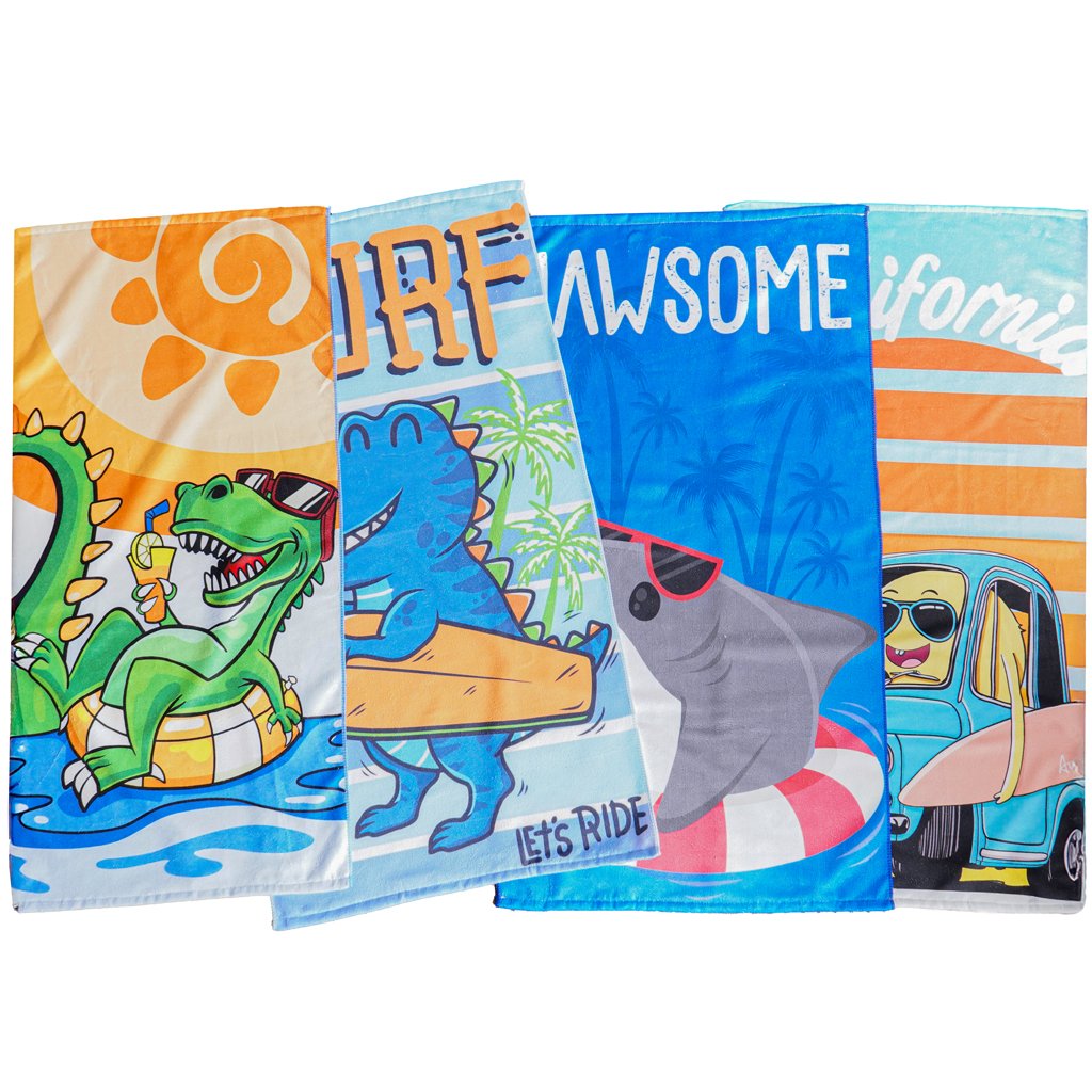 Toalha de Praia Infantil Summer Microfibra Anti Areia 60x110cm Dino Summer New