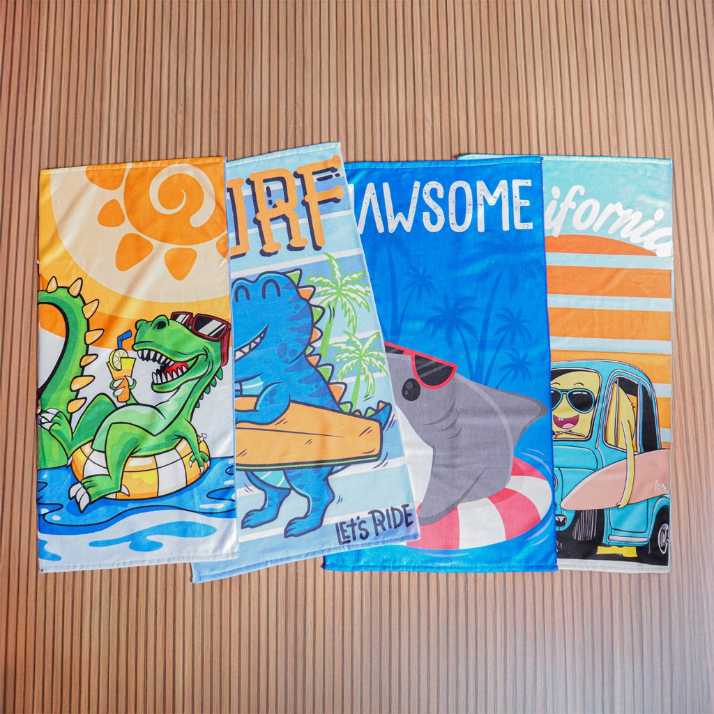 Toalha de Praia Infantil Summer Microfibra Anti Areia 60x110cm Dino Summer New