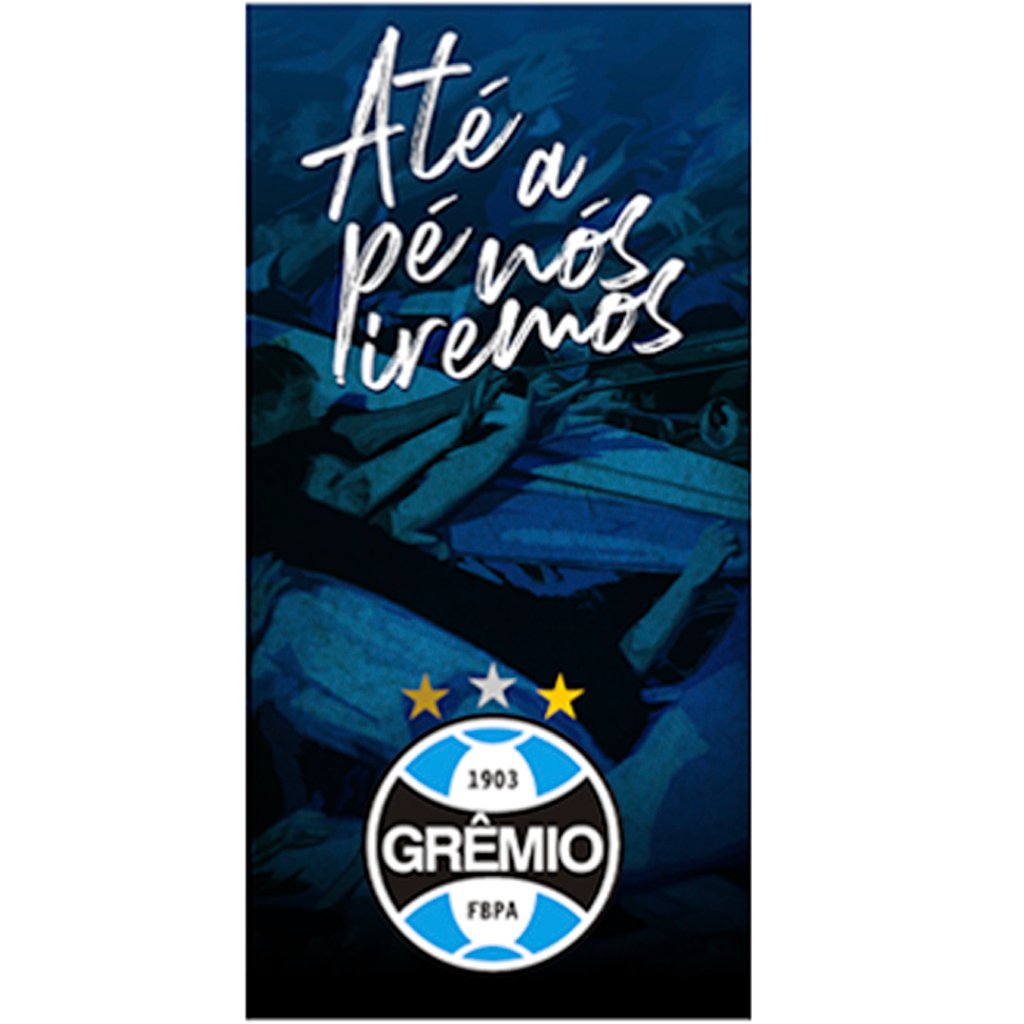 Toalha de Praia Times de Futebol Grêmio 70x140cm Até a Pé Nós Iremos