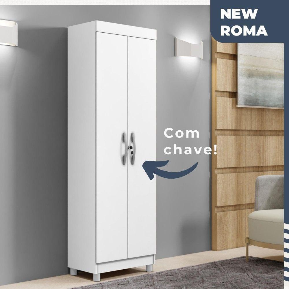 Armário Multiuso Roma 2 Portas 5 Prateleiras com Chave Benetil Branco