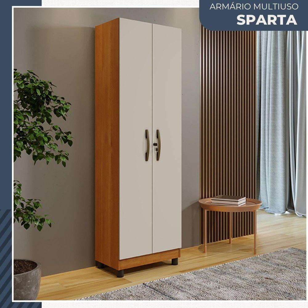 Armário Multiuso Sparta 2 Portas com Chave Benetil Cinamomo Off White
