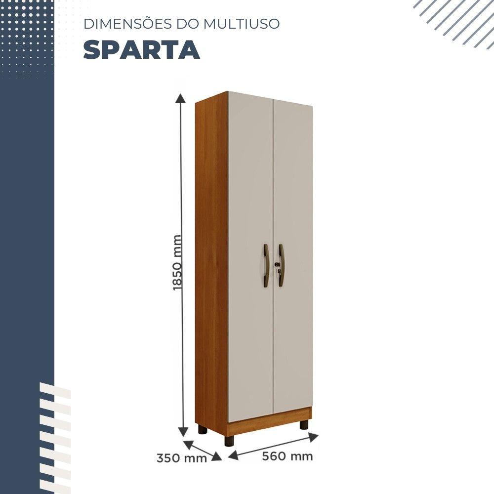 Armário Multiuso Sparta 2 Portas com Chave Benetil Cinamomo Off White