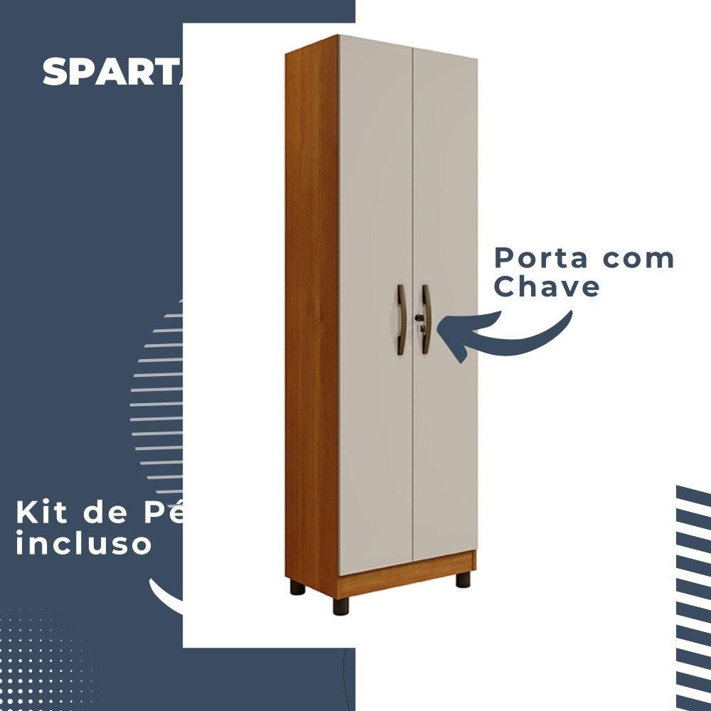 Armário Multiuso Sparta 2 Portas com Chave Benetil Cinamomo Off White
