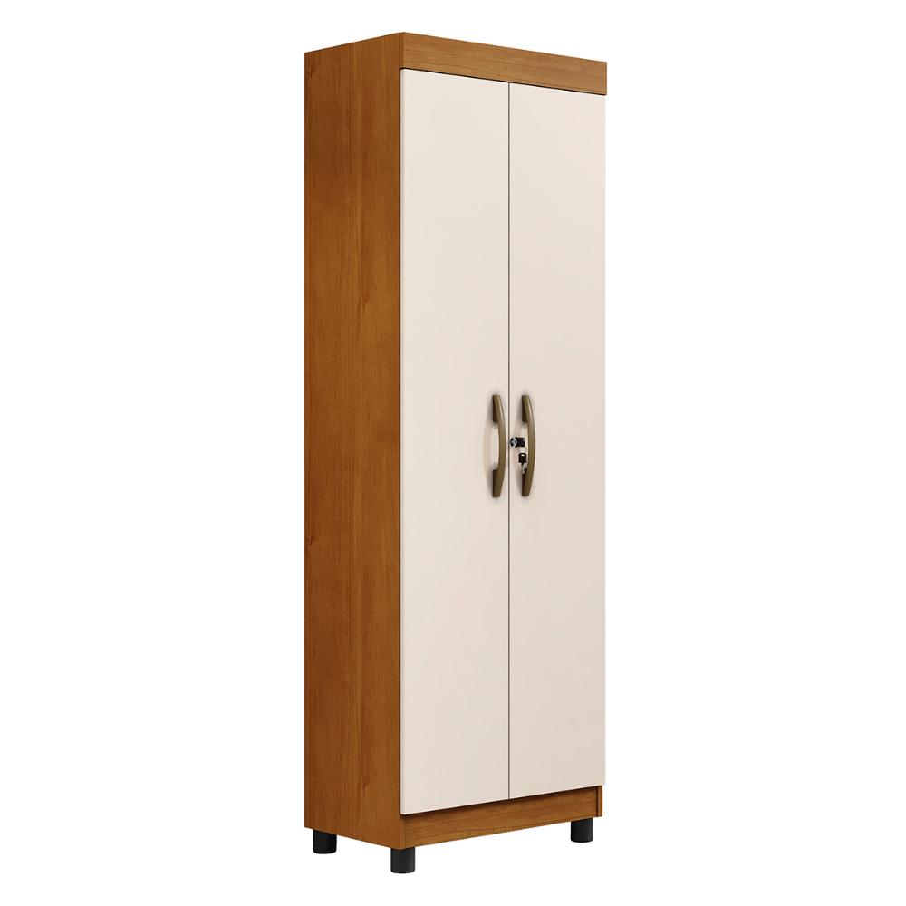 Armario Multiuso New Roma com 2 Portas e Chaves Cinamomo/Off White