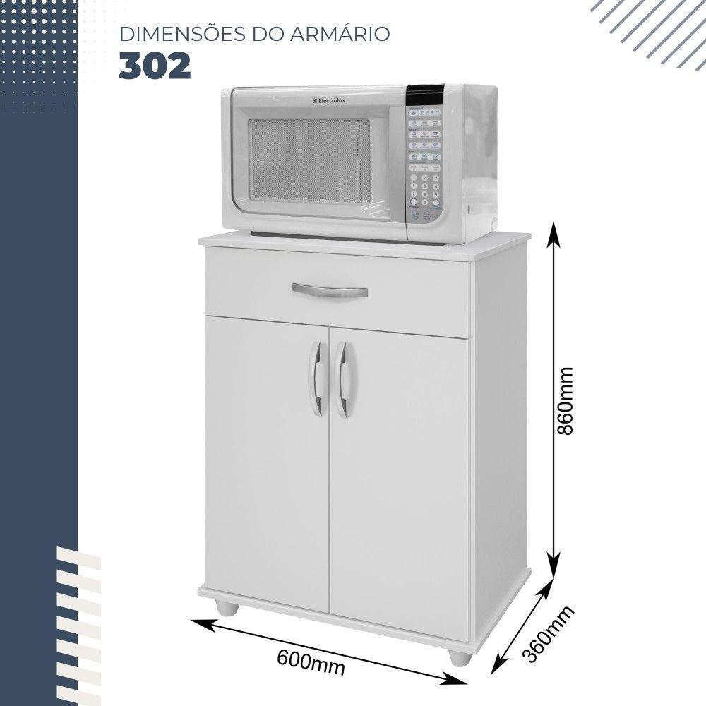 Balcão de Cozinha 302 com 2 Portas e 1 Gaveta Benetil Branco