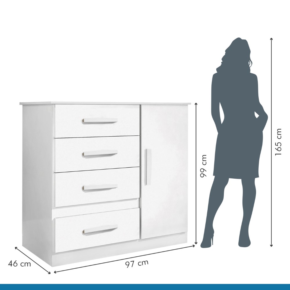 Cômoda 1 Porta 4 Gavetas Florença Benetil Branco