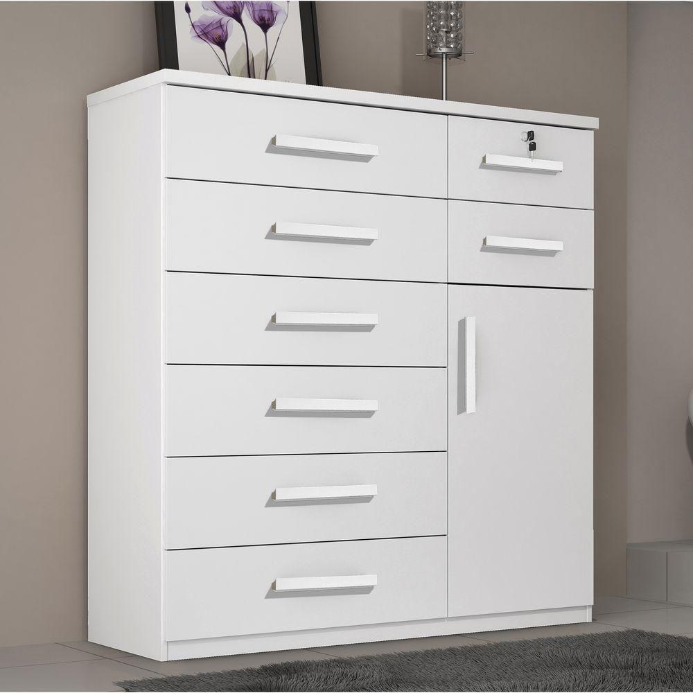 Cômoda 1 Porta 8 Gavetas Vitoria Plus Benetil Branco
