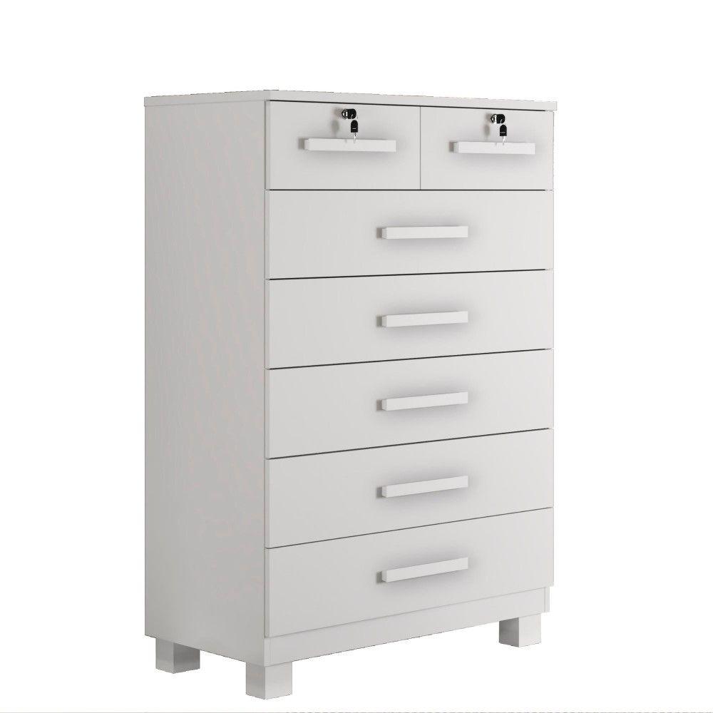 Cômoda Barcelona 7 Gavetas com Chave Benetil Branco