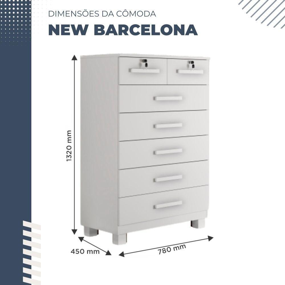 Cômoda Barcelona 7 Gavetas com Chave Benetil Branco