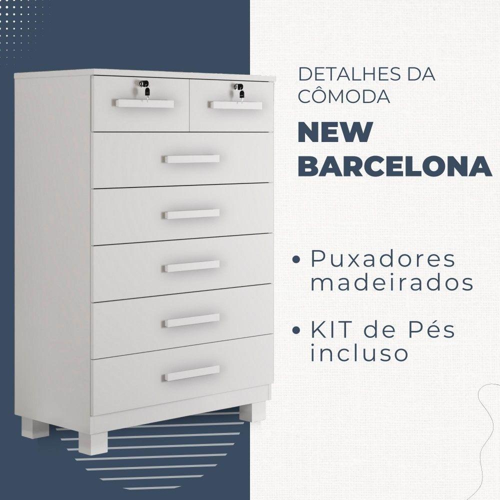 Cômoda Barcelona 7 Gavetas com Chave Benetil Branco