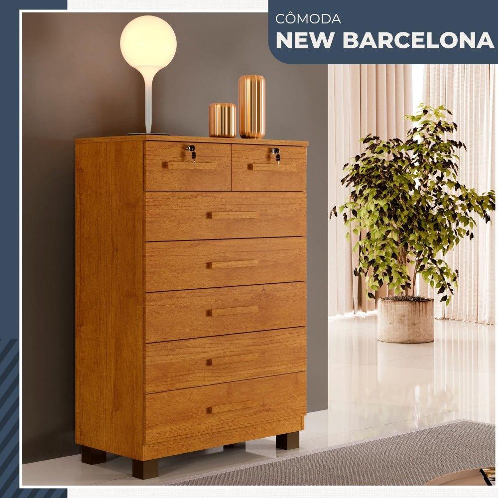 Cômoda Barcelona 7 Gavetas com Chave Benetil Cinamomo