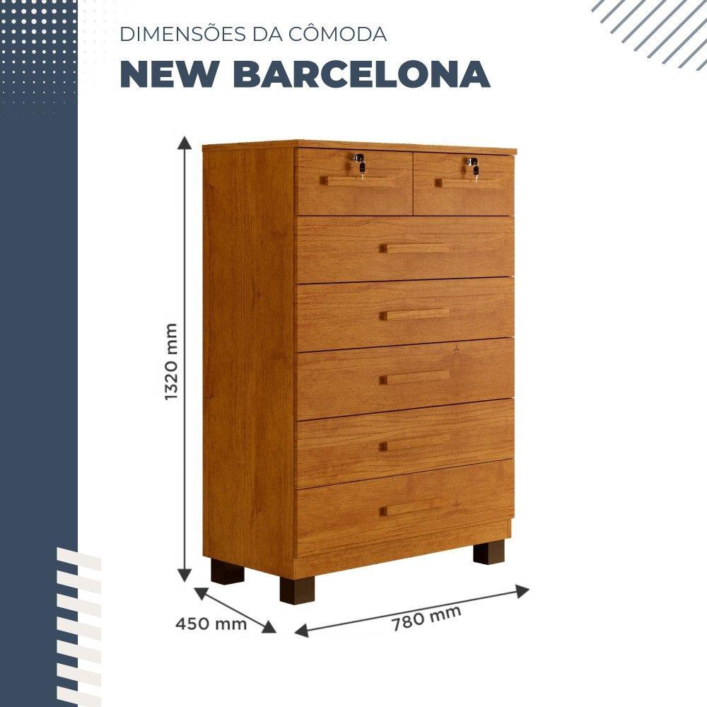 Cômoda Barcelona 7 Gavetas com Chave Benetil Cinamomo