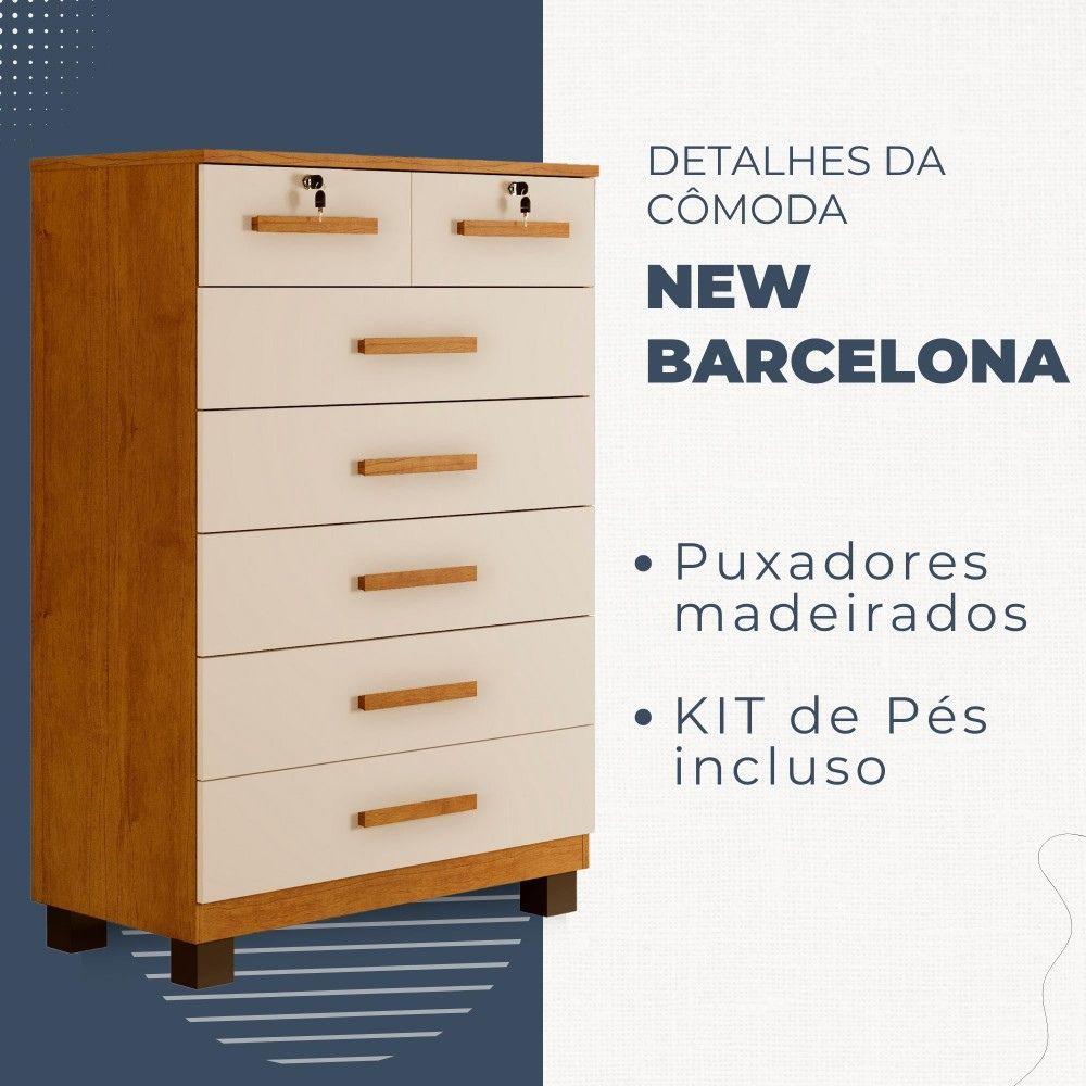 Cômoda Barcelona 7 Gavetas com Chave Benetil Cinamomo Off White