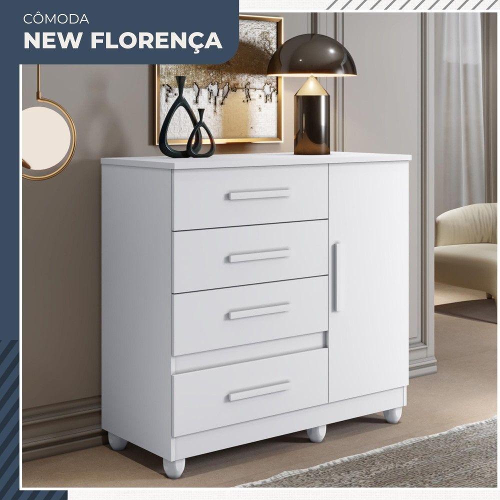 Cômoda Florença 1 Porta 4 Gavetas Benetil Branco