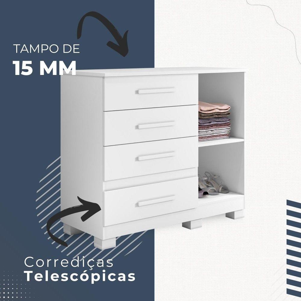 Cômoda Florença 1 Porta 4 Gavetas Benetil Branco