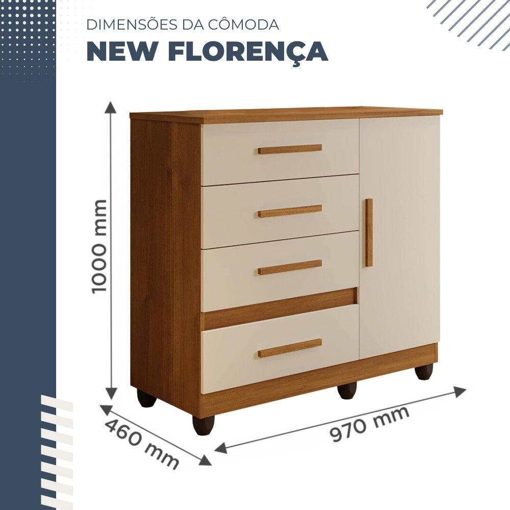 Cômoda Florença 1 Porta 4 Gavetas Benetil Cinamomo Off White