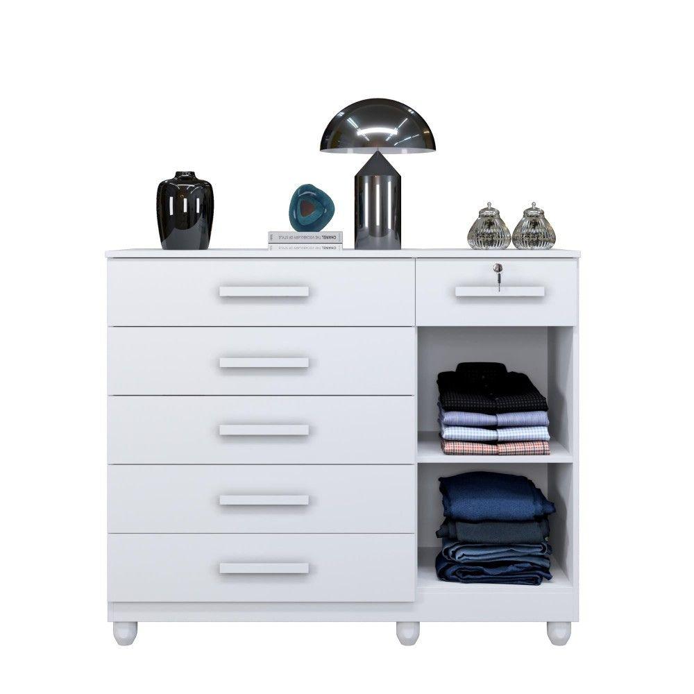 Cômoda Milão 1 Porta 6 Gavetas Benetil Branco