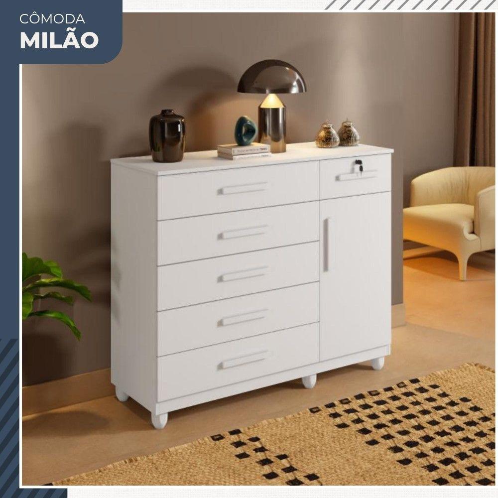 Cômoda Milão 1 Porta 6 Gavetas Benetil Branco