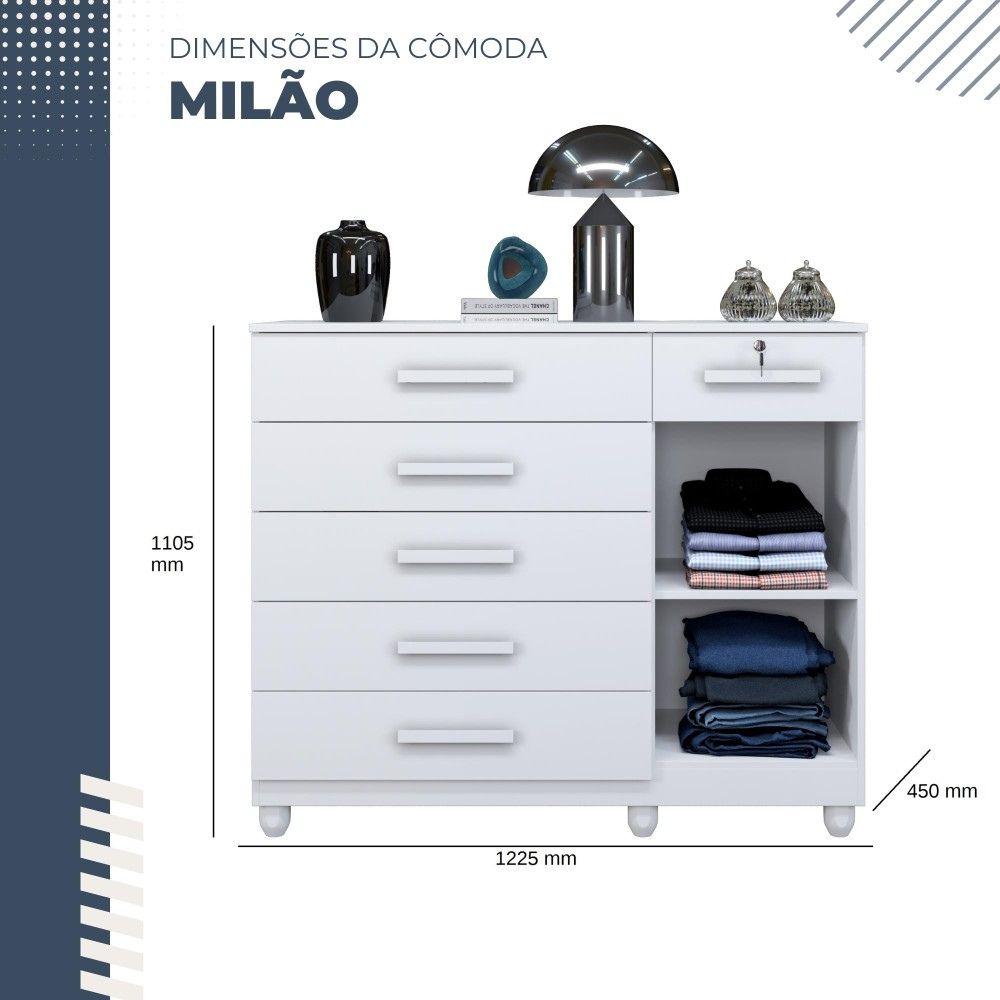 Cômoda Milão 1 Porta 6 Gavetas Benetil Branco