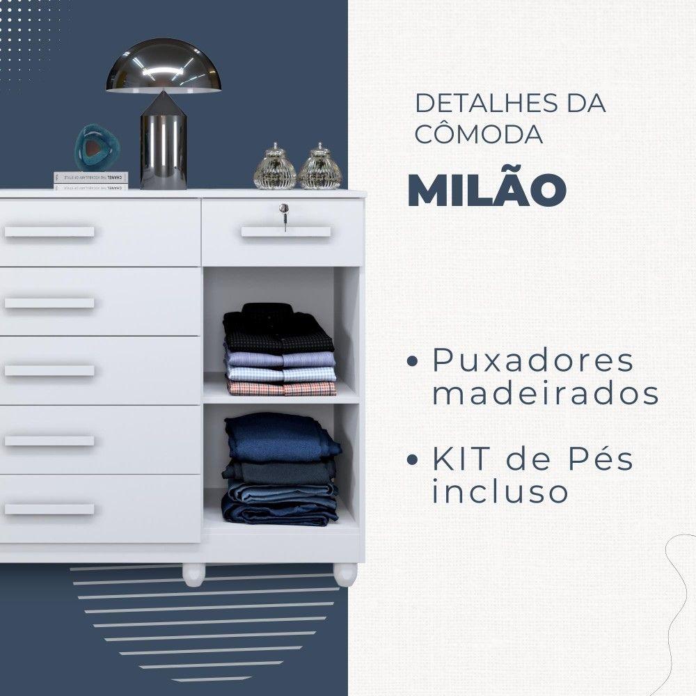 Cômoda Milão 1 Porta 6 Gavetas Benetil Branco