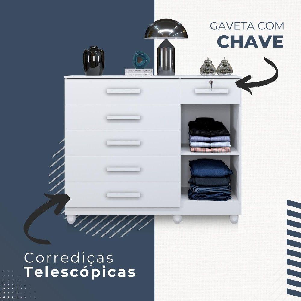 Cômoda Milão 1 Porta 6 Gavetas Benetil Branco