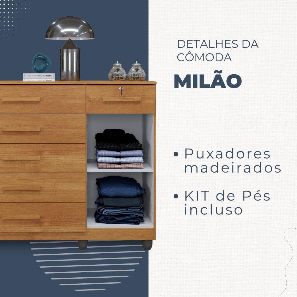 Cômoda Milão 1 Porta 6 Gavetas Benetil Cinamomo
