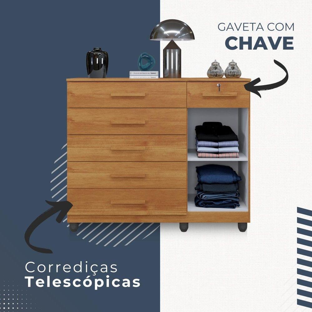 Cômoda Milão 1 Porta 6 Gavetas Benetil Cinamomo