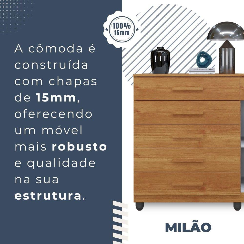 Cômoda Milão 1 Porta 6 Gavetas Benetil Cinamomo