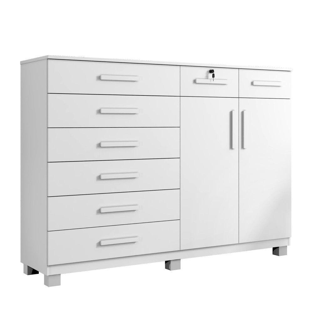 Cômoda Triunfo 2 Portas 8 Gavetas com Chave Benetil Branco
