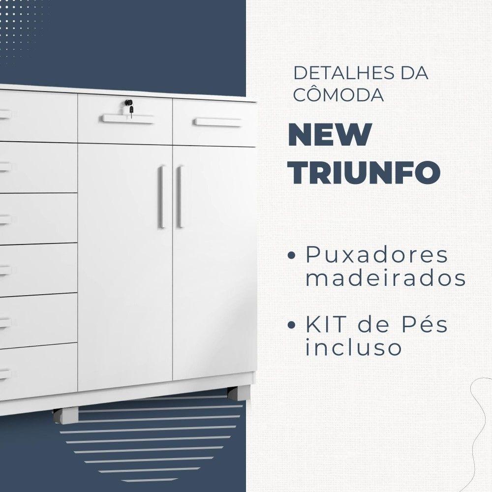 Cômoda Triunfo 2 Portas 8 Gavetas com Chave Benetil Branco