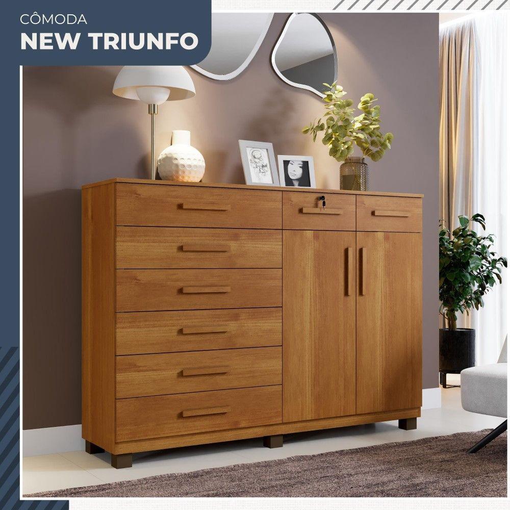 Cômoda Triunfo 2 Portas 8 Gavetas com Chave Benetil Cinamomo