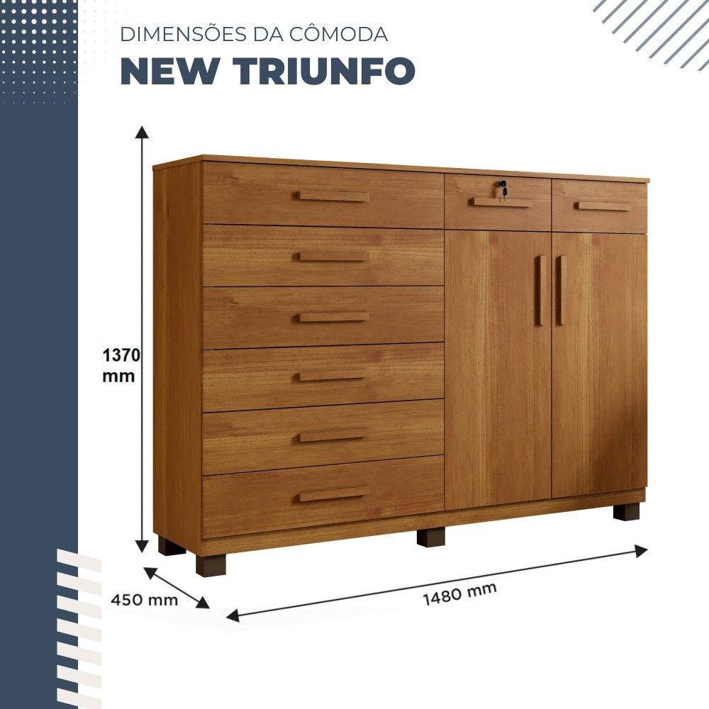 Cômoda Triunfo 2 Portas 8 Gavetas com Chave Benetil Cinamomo