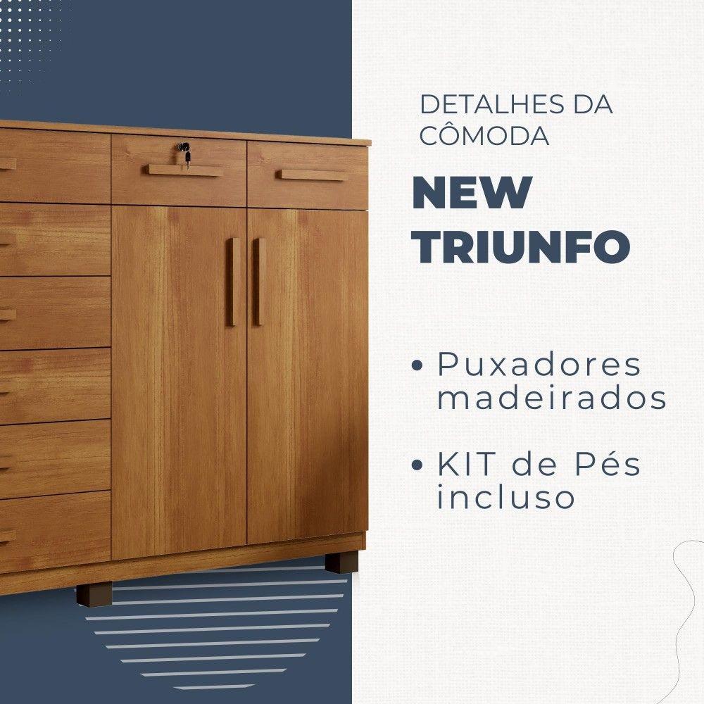 Cômoda Triunfo 2 Portas 8 Gavetas com Chave Benetil Cinamomo