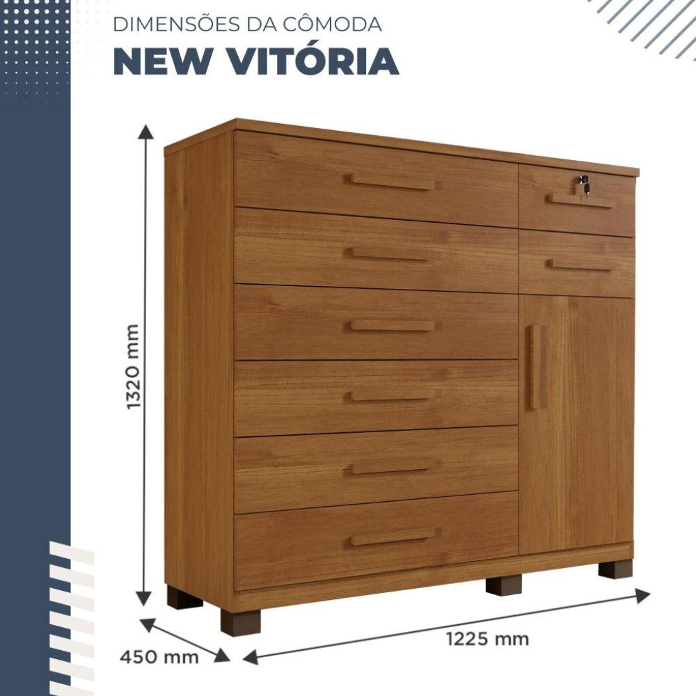 Cômoda Vitória 1 Porta 8 Gavetas com Chave Benetil Cinamomo
