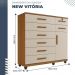 Cômoda Vitória 1 Porta 8 Gavetas com Chave Benetil Cinamomo Off White