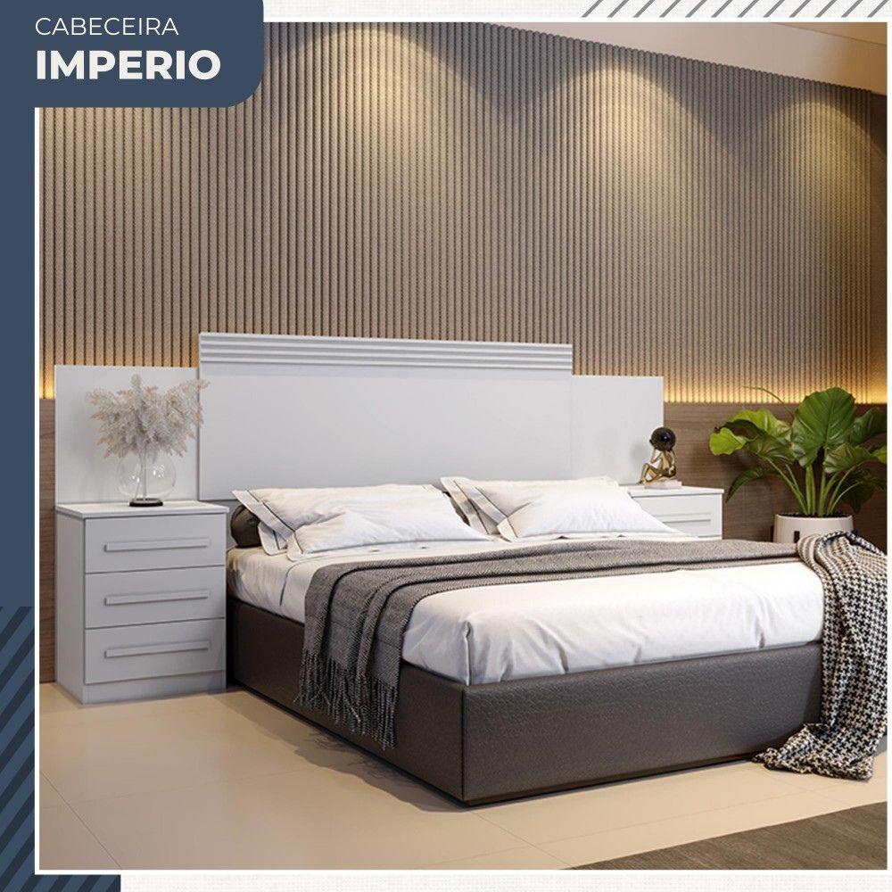 Cabeceira Casal Império Extensível com Mesa de Cabeceira Benetil Branco