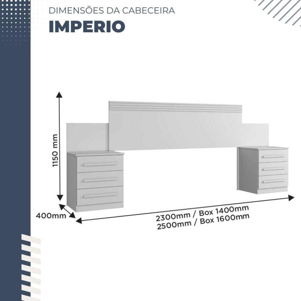 Cabeceira Casal Império Extensível com Mesa de Cabeceira Benetil Branco