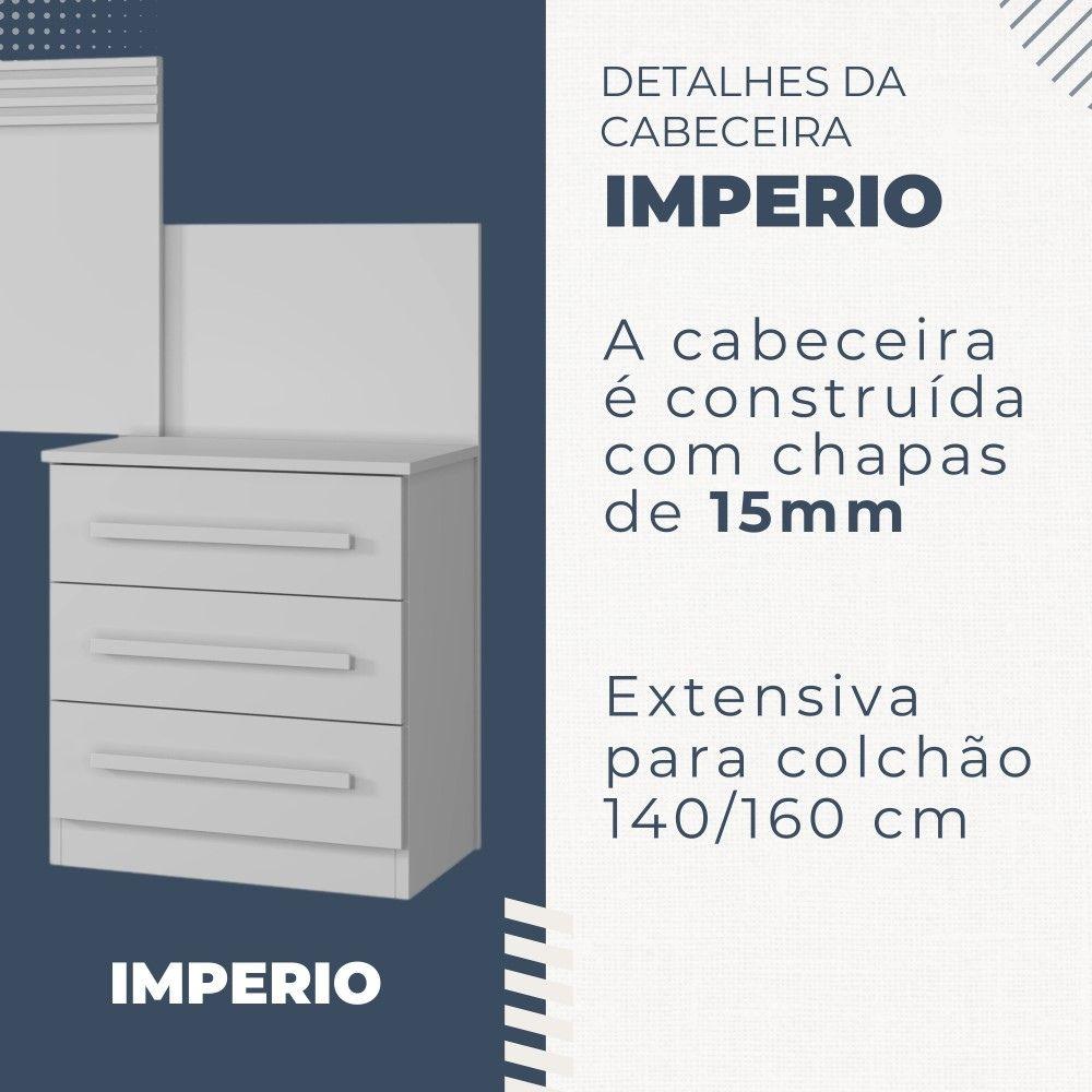 Cabeceira Casal Império Extensível com Mesa de Cabeceira Benetil Branco