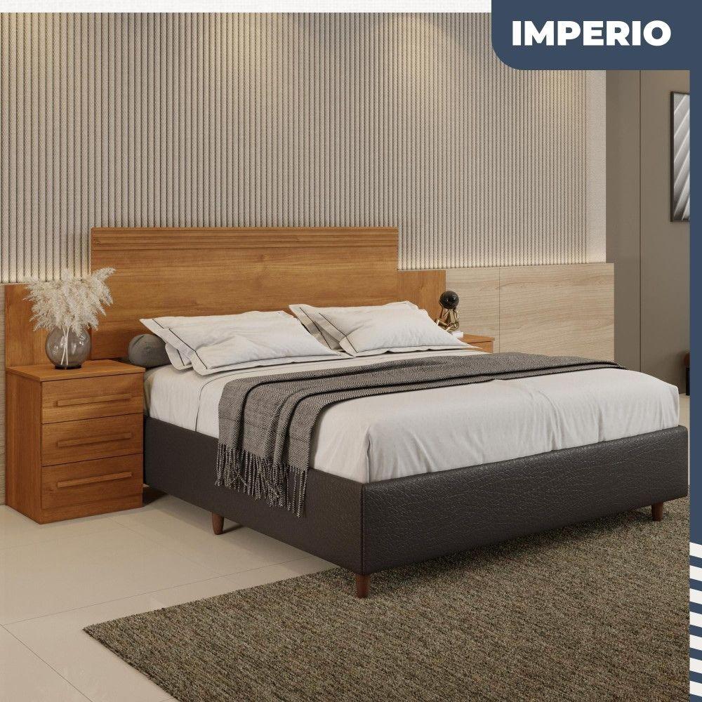 Cabeceira Casal Império Extensível com Mesa de Cabeceira Benetil Cinamono