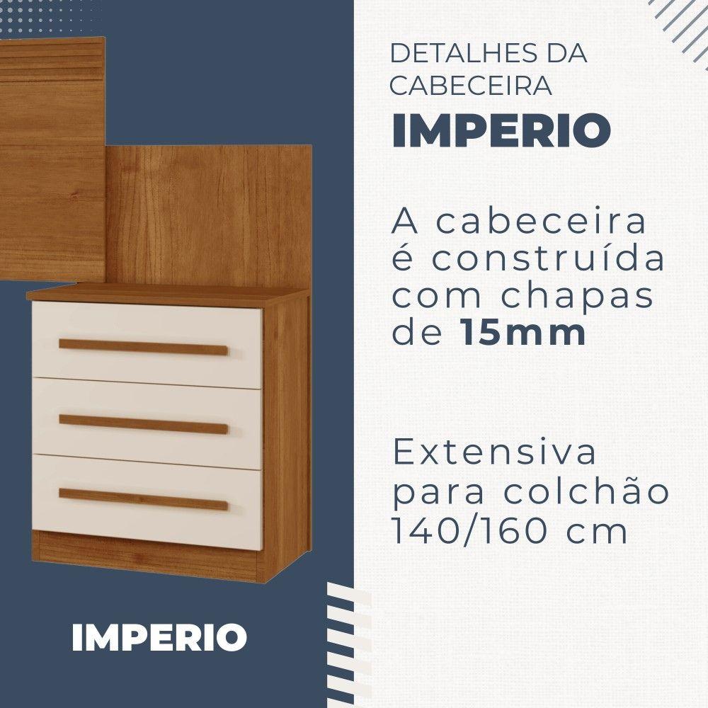 Cabeceira Casal Império Extensível com Mesa de Cabeceira Benetil Cinamono Off White
