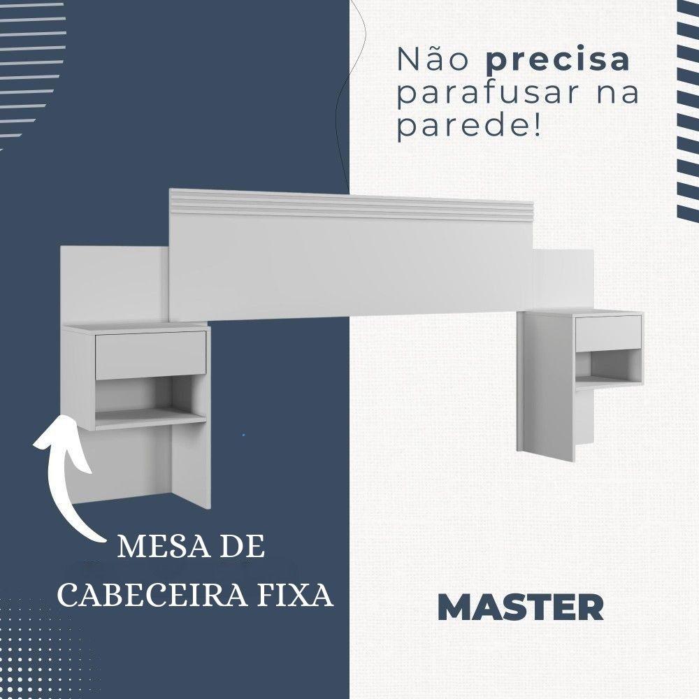 Cabeceira Casal Master Extensível com Mesa de Cabeceira Benetil Branco