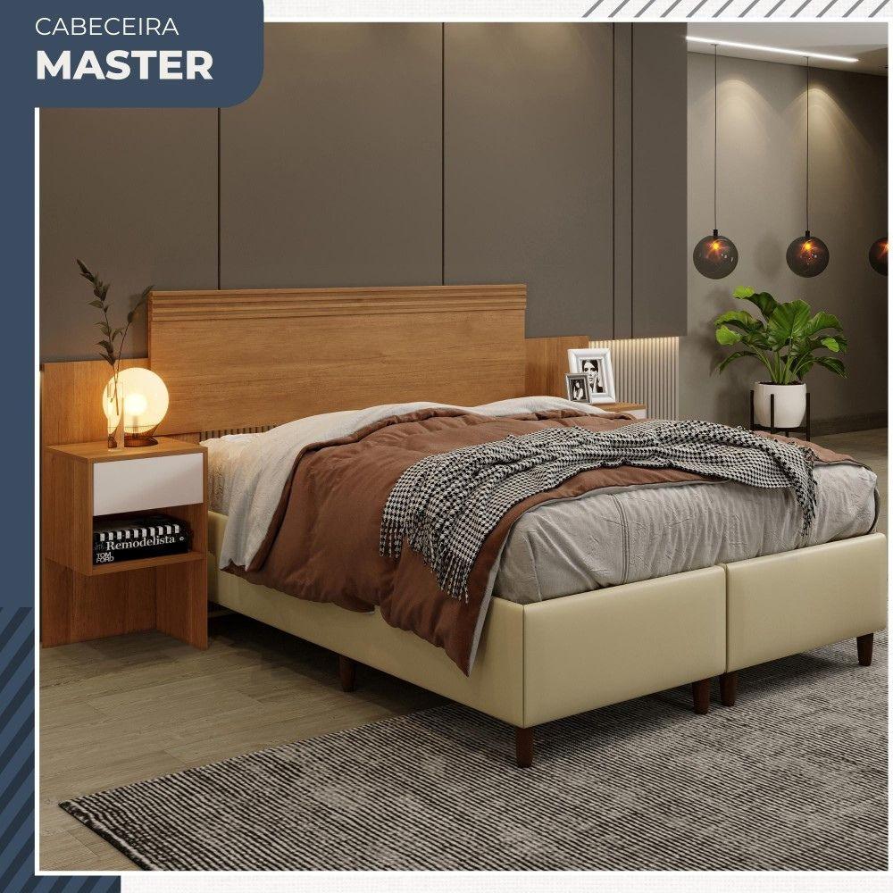 Cabeceira Casal Master Extensível com Mesa de Cabeceira Benetil Cinamomo Off White