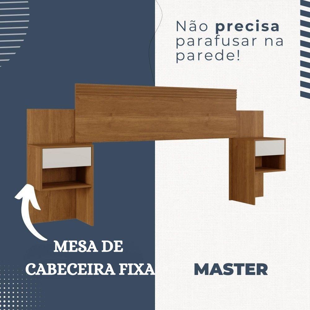 Cabeceira Casal Master Extensível com Mesa de Cabeceira Benetil Cinamomo Off White